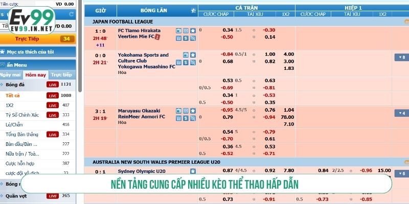 Nền tảng cung cấp nhiều kèo thể thao hấp dẫn